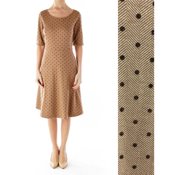 Lands' End Dresses & Skirts - ⚡️ Lands’ End Brown Herringbone Polka Dot Dress 2X